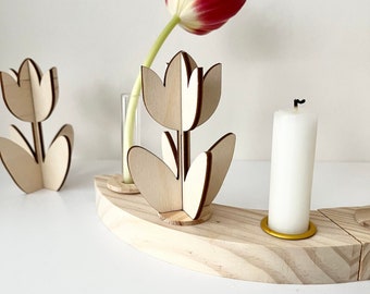 Tulpe Stecker Geburtstagskranz | Geburtstagsteller aus Holz für Ostern | Einzigartiges Geschenk zur Geburtstag and mehr| frilly designs