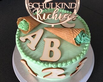 Schulanfang Cupcake Topper Set Mit ABC 123 – Wiederverwendbare Tortendeko Für Einschulungsparty