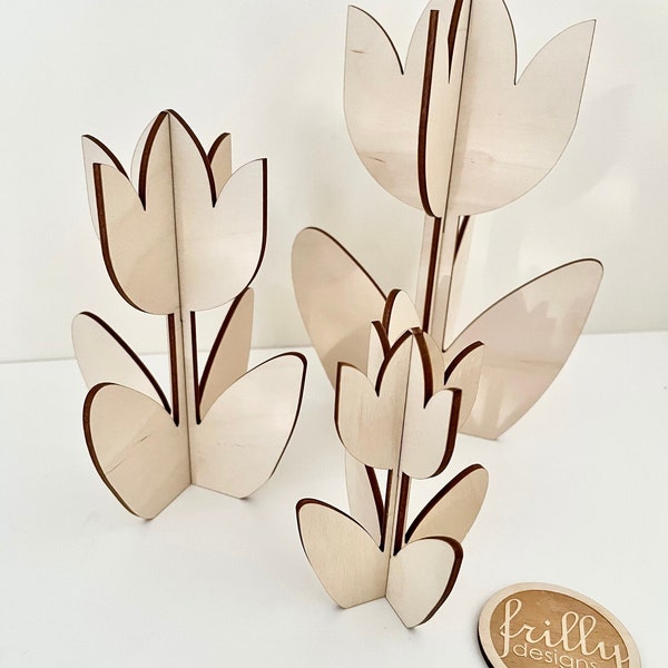 3D Tulpen Blumen aus Holz Frühlingsdeko Natur | frilly designs