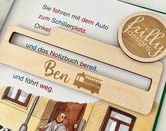 Personalisierte Lesehilfe aus Holz mit Namen | Leselineal für Kinder | Geschenk zur Einschulung | Schultüte Füllung | Grundschule