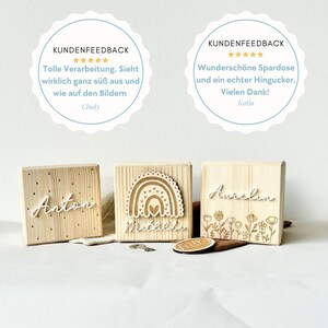 Spardose personalisiert mit 3D Name & Pünktchen Motiv | Holz Spardose | sparschwein | Taufgeschenk Personalisierte Geschenk | frilly designs image 5