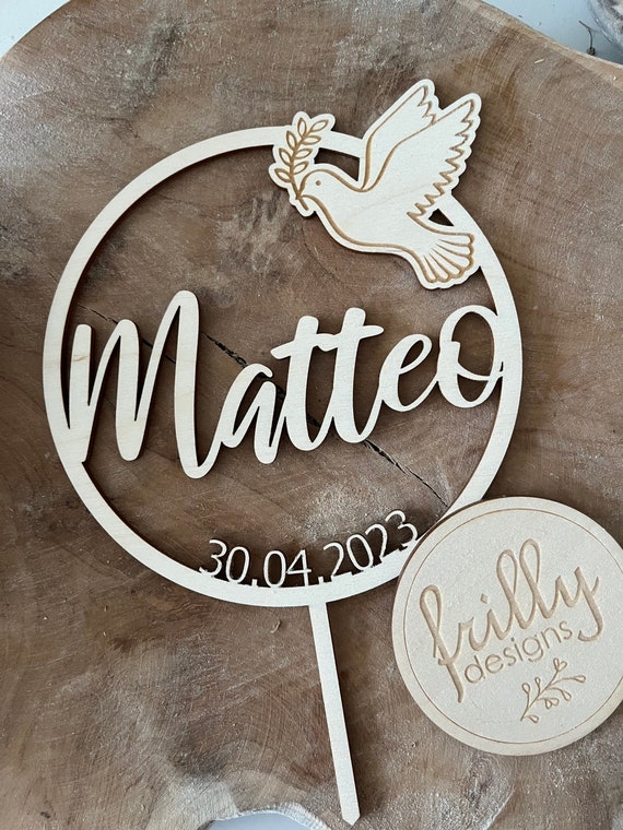 Cake Topper Taufe | Konfirmation | Kommunion | Firmung | Kuchentopper | Caketopper Name | Tortenaufstecker mit Namen | frilly designs