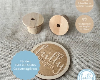 Holzstecker | Adapter für Cake Topper Stecker für den frillydesigns Geburtstagskranz | zubehör für UNSER Geburtstagsteller | frilly designs