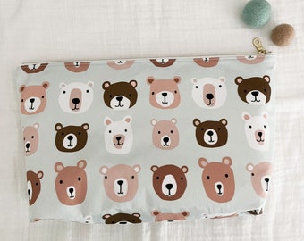 Organic Wet Bag|Toiletry Bag|Diaper Clutch|Baby Shower Gift|Teddy Bears