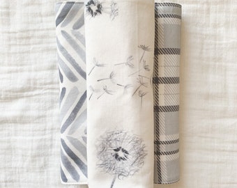 Burp Cloths Set|Dandelion Wishes Print||baby burp cloth|burp rags|baby gift|Organic Burp Cloths