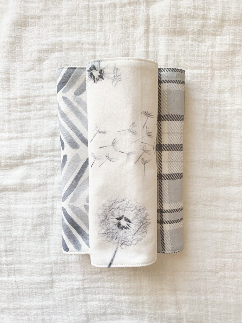 Burp Cloths Set|Dandelion Wishes Print||baby burp cloth|burp rags|baby gift|Organic Burp Cloths