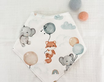 Organic Drool Bandana Bib|Baby Gift|Spit Up Bib|Absorbent Bib|Balloon Friends