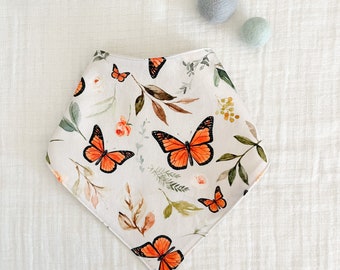 Organic Drool Bandana Bib|Baby Gift|Spit Up Bib|Absorbent Bib|Butterfly Garden