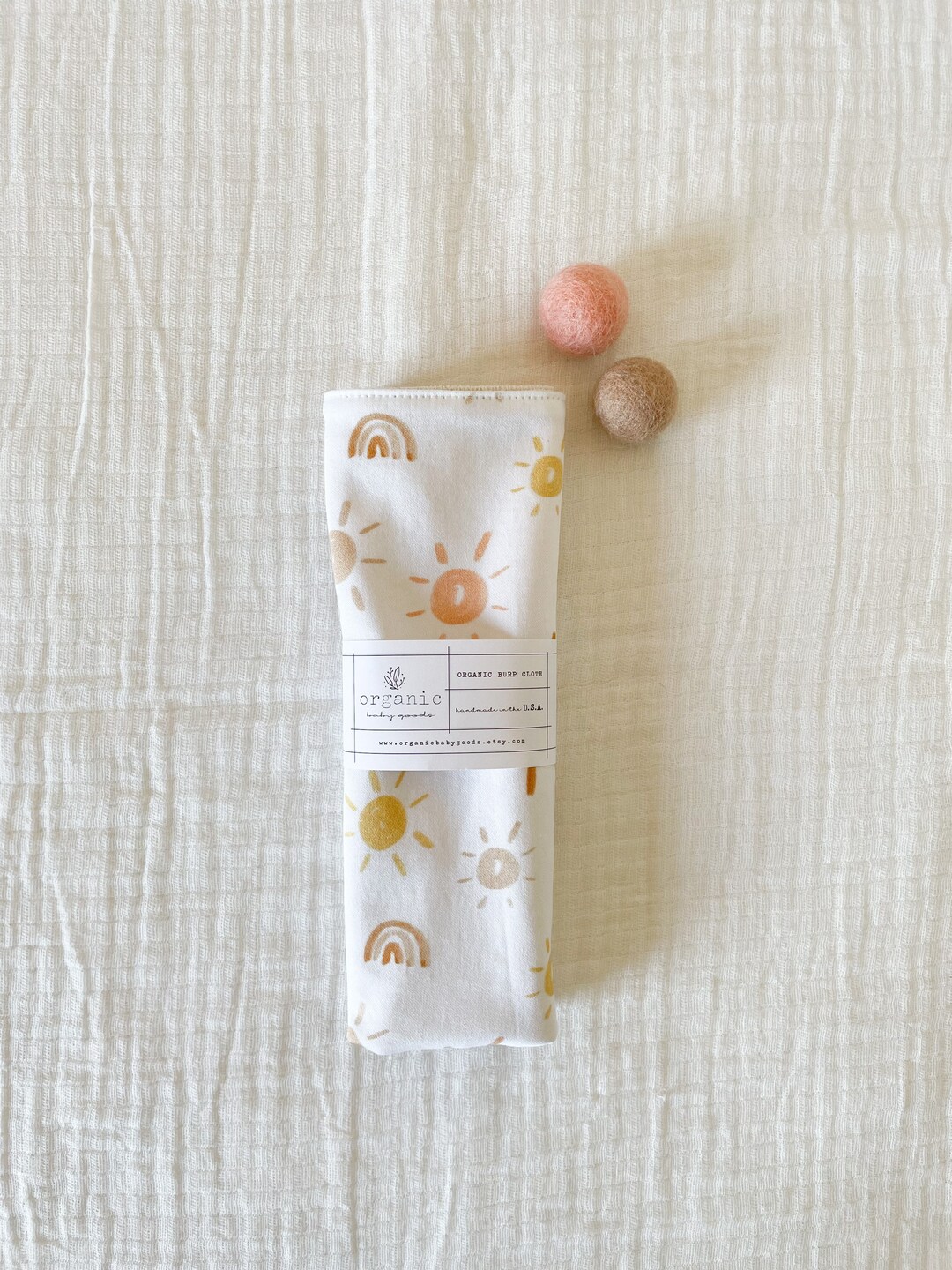 Golden Rag Organic Cotton Burp Cloth: Mr Golden Sun Baby Rag - Etsy