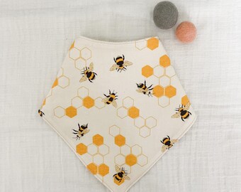 Organic Drool Bandana Bib|Baby Gift|Spit Up Bib|Absorbent Bib|Bees