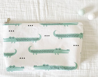 Organic Wet Bag|Toiletry Bag|Diaper Clutch|Baby Shower Gift|Crocodile