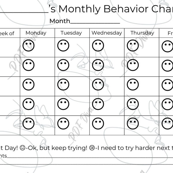 Monthly Behavior Chart