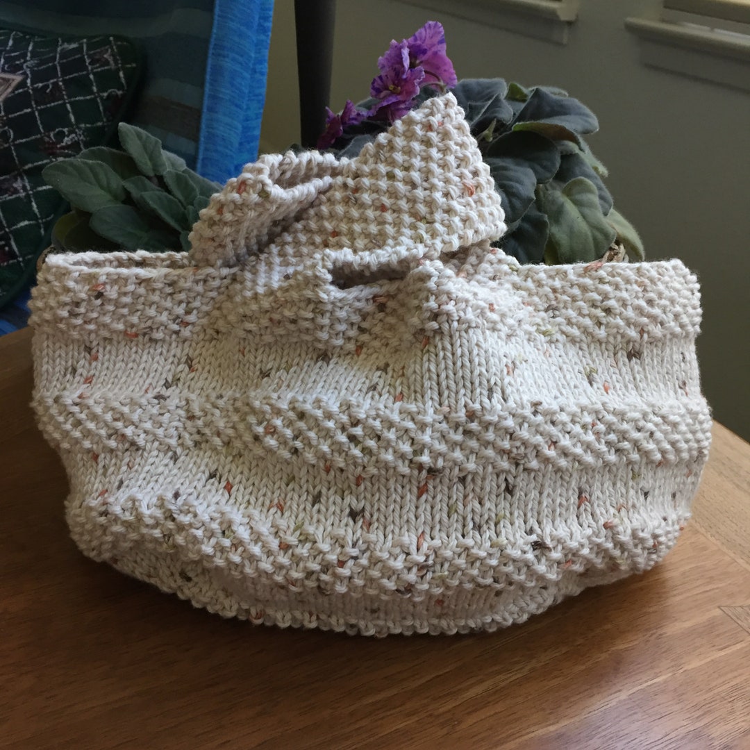 Hand knit bag knot handle purse loop handle bag 100 cotton Etsy