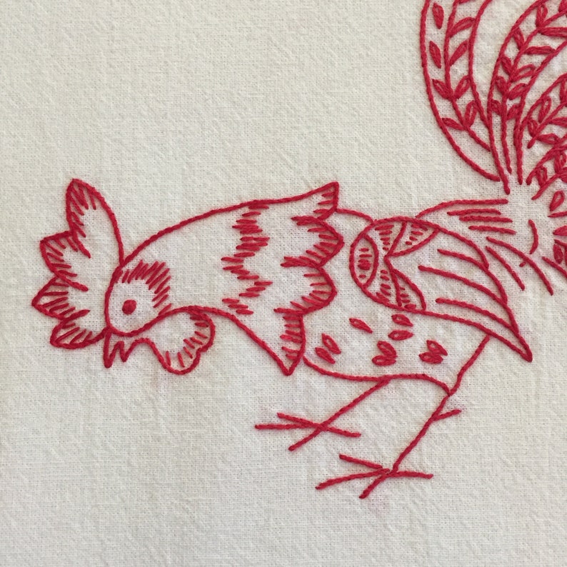 Hand Embroidered, Flour Sack Dish Tea, Stitched Towel, Polishing Cloth, Drying Rag, Baking Bread ...
