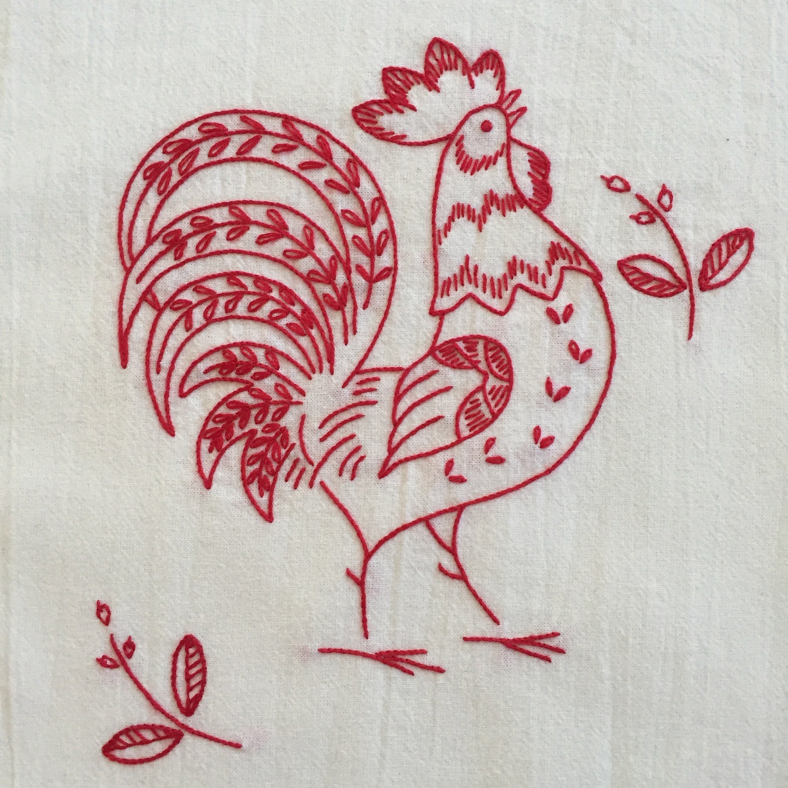 Hand Embroidered, Flour Sack Dish Tea, Stitched Towel, Polishing Cloth ...