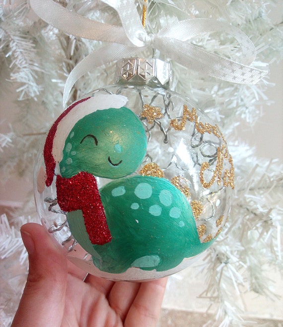 Peint à La Main Boule De Noel Verre Transparente 10 Cm