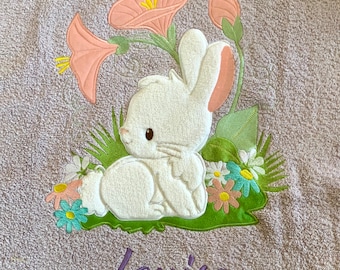 Serviette brodée personnalisée lapin enfant bébé Drap de bain 140 x 70 cm coton