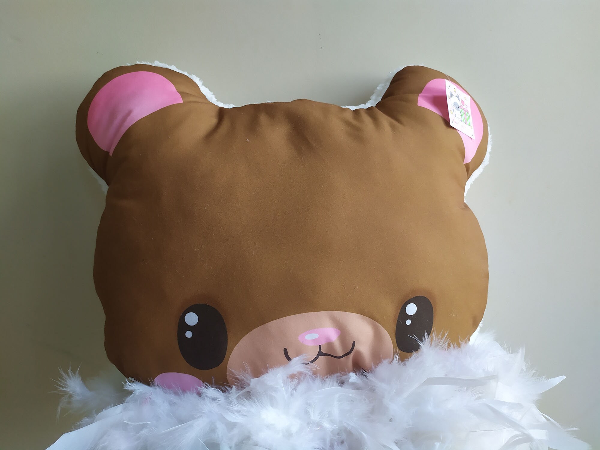 Coussin Ours Deco Fourrure 45 cm Mignon Cadeau Enfant