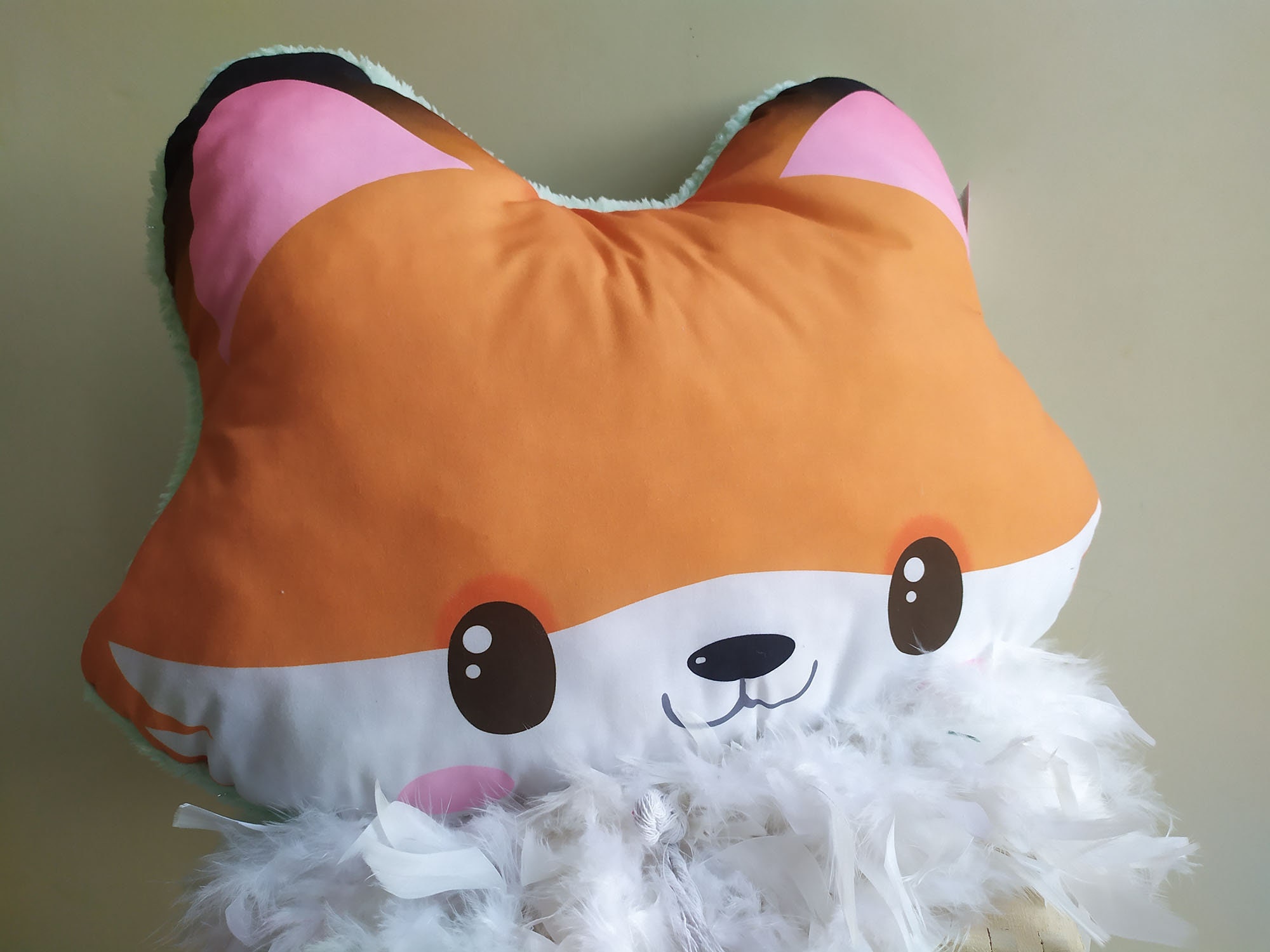 Coussin Renard Deco Fourrure 45 cm Mignon Cadeau Enfant