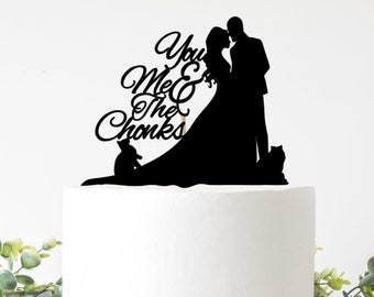 Adorno para tarta de boda: Tú, yo y los Chonks - Silueta de gato