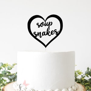 DOUBLE SIDED -The Office Wedding Cake Topper - Soup Snakes Cake Topper - Holly and Michael Office - Heart Topper - Office Engagement Topper