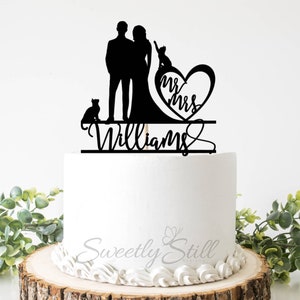 Wedding Couple Cats Silhouette Cake Topper - Fur Babies Wedding Topper - Cat Parents Topper - Cats Cake Topper - Silhouette Heart Topper