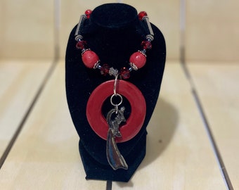 Ogum Necklace, Espada no Centro, Necklace de with Ceramics and Beads, handmade jewelry, MumGaya Spiritual