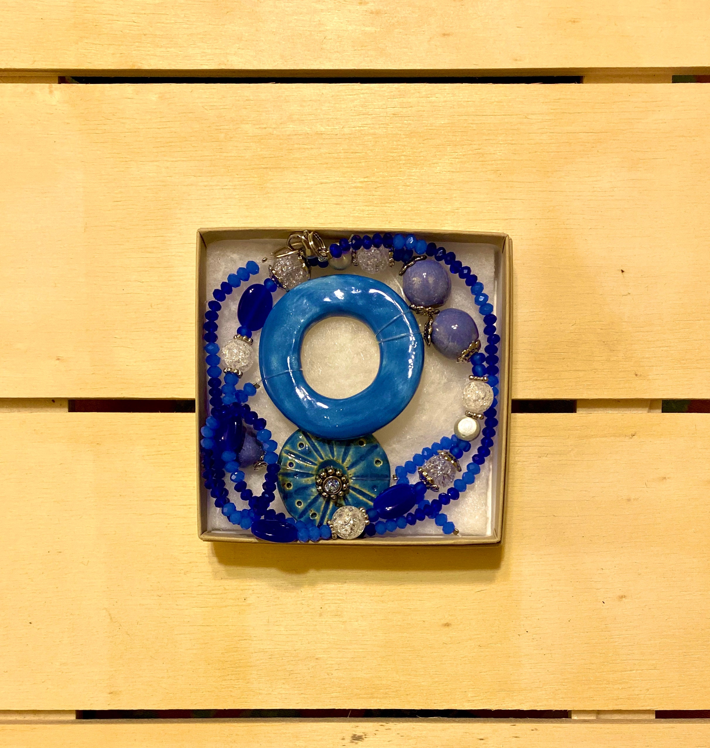 Blue Integration Greek Eye Necklace // GREEK EYE Necklace HANDMADE