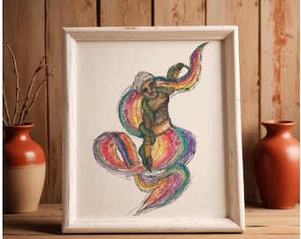 Watercolor of Oxumaré/Oshumare/Orixá/Orisha//Yoruba/Ifa/Santeria/Candomblé/Umbanda//