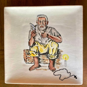 Old Black Square Plate/Wise Man Square Plate//Umbanda/Candonblé/IFA/Yoruba/Santeria
