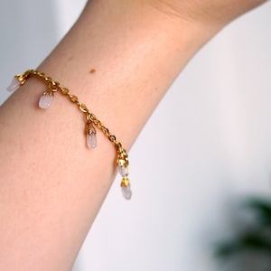 Gold Plated Rose Quartz Bracelet