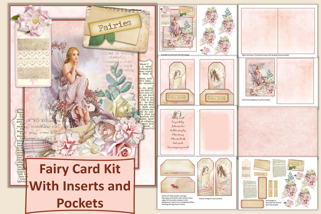 Printable Fairy Card Making Kit With Inserts Pockets Tags - Etsy UK