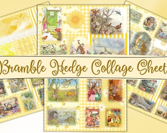 Printable Bramble Hedge Summer Collage Sheets 8.5 x 11 inches JPEG and PDF Commercial Use