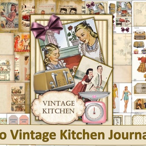 Printable Retro Vintage Kitchen Journal Kit with Free Ephemera. JPEG and PDF Bumper Kit