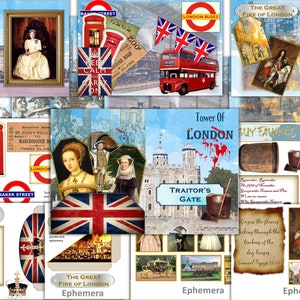 Printable London Journal Kit with free ephemera. JPEG and PDF. Commercial use