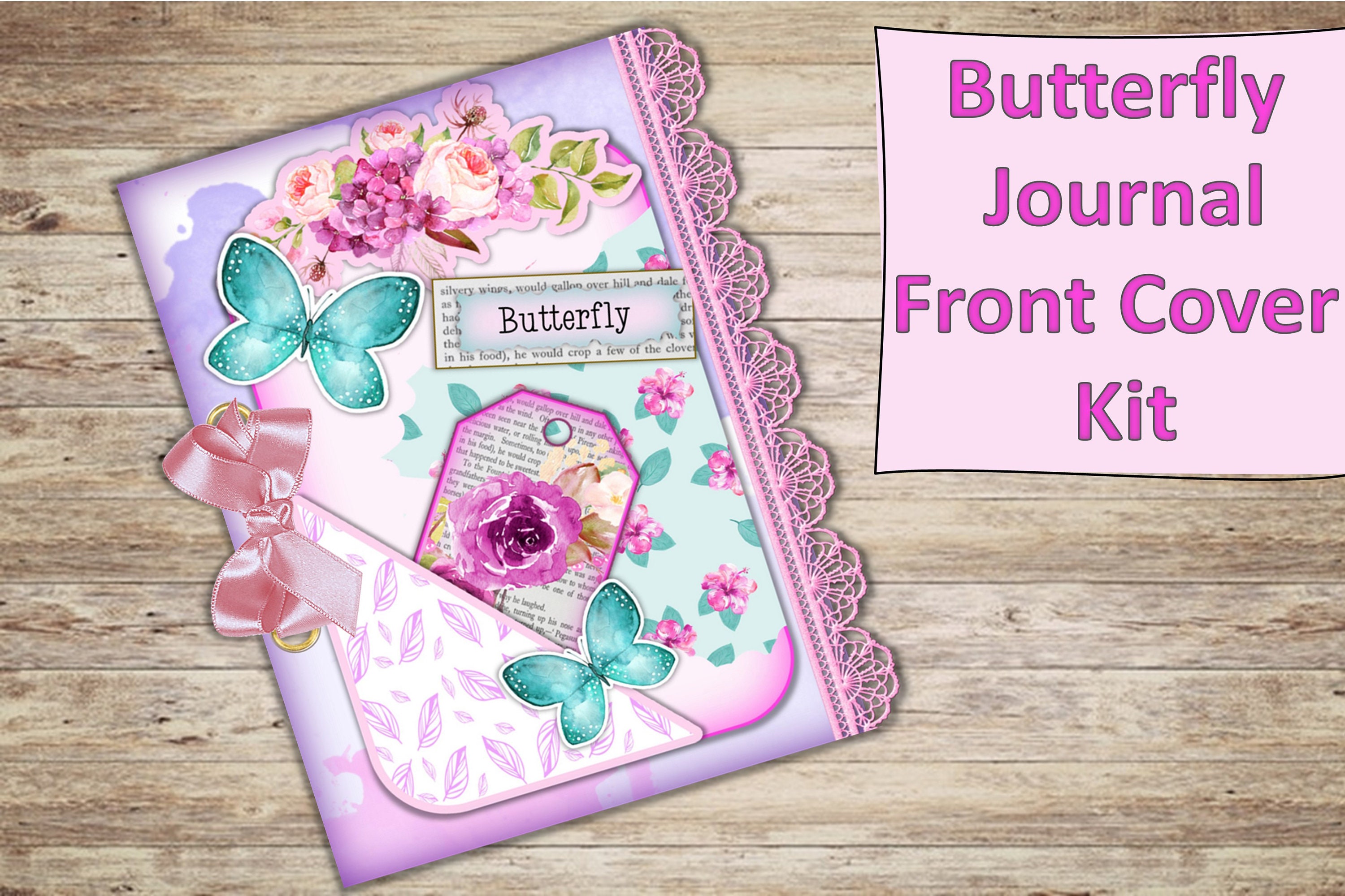 Butterflies Journal Kit with Front Cover Ephemera Pockets Etsy