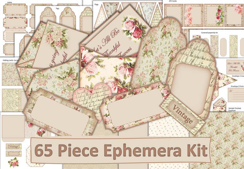 Printable Journal or Scrapbook Ephemera Kit. 65 Pieces. Shabby - Etsy UK