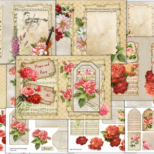 Botanicals Junk Journal Kit, Printable Journal Kit, with Free Ephemera JPEG, PDF PNG