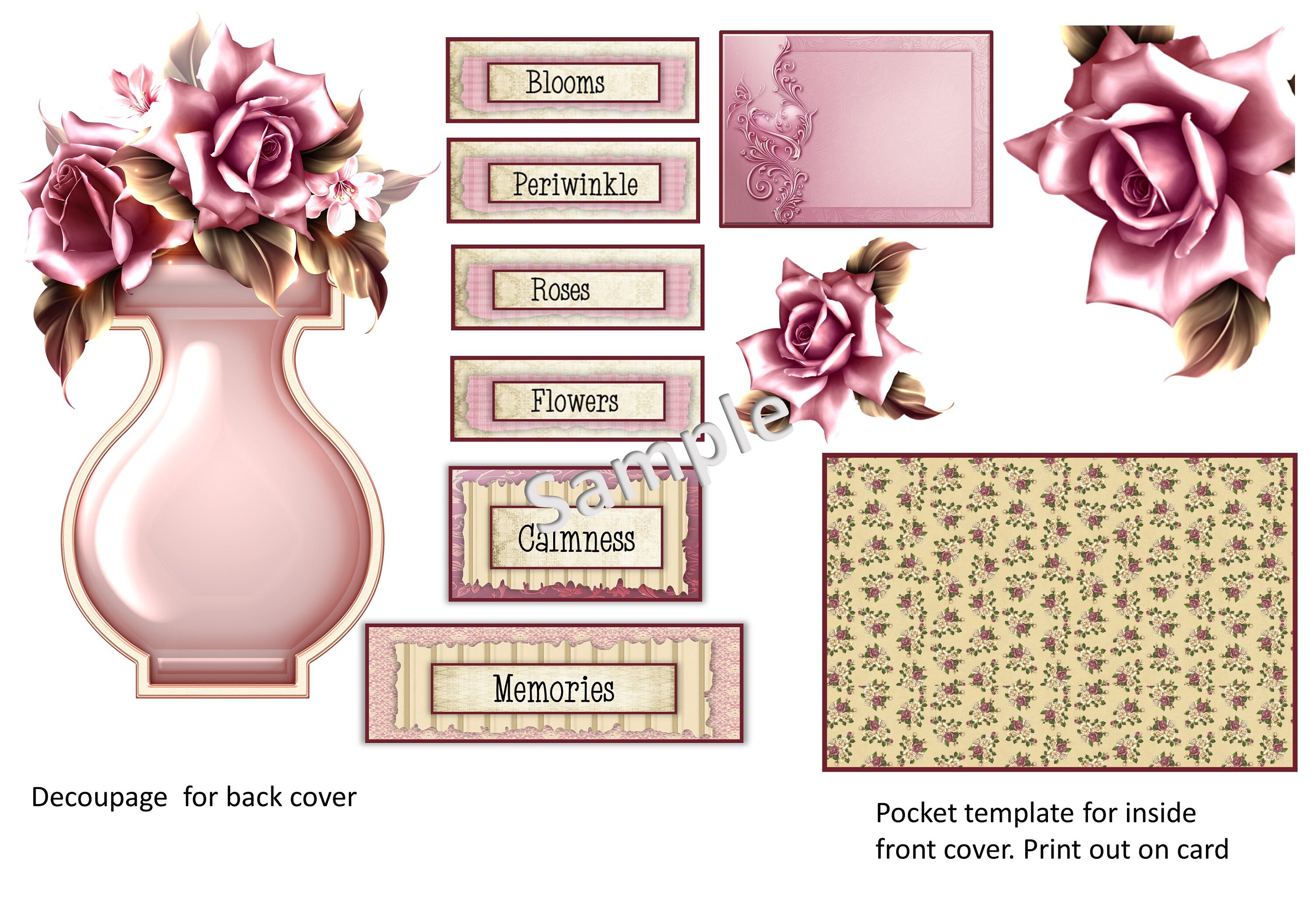 Decoupage Journal Front and Back Covers With Pockets and Note Etsy