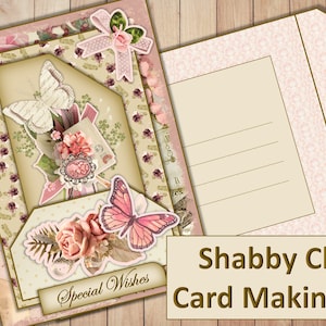 Printable Vintage Shabby Chic Pocket Card Making Kit with inserts and envelope. 27 different sentiments PDF and JPEG