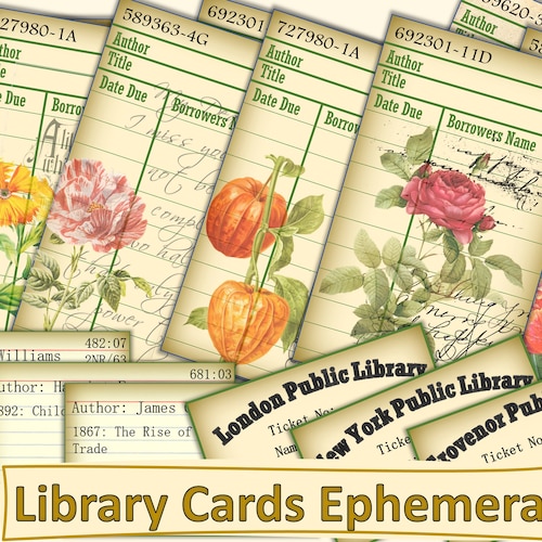 Printable Vintage Library Card Ephemera for Journals - Etsy UK