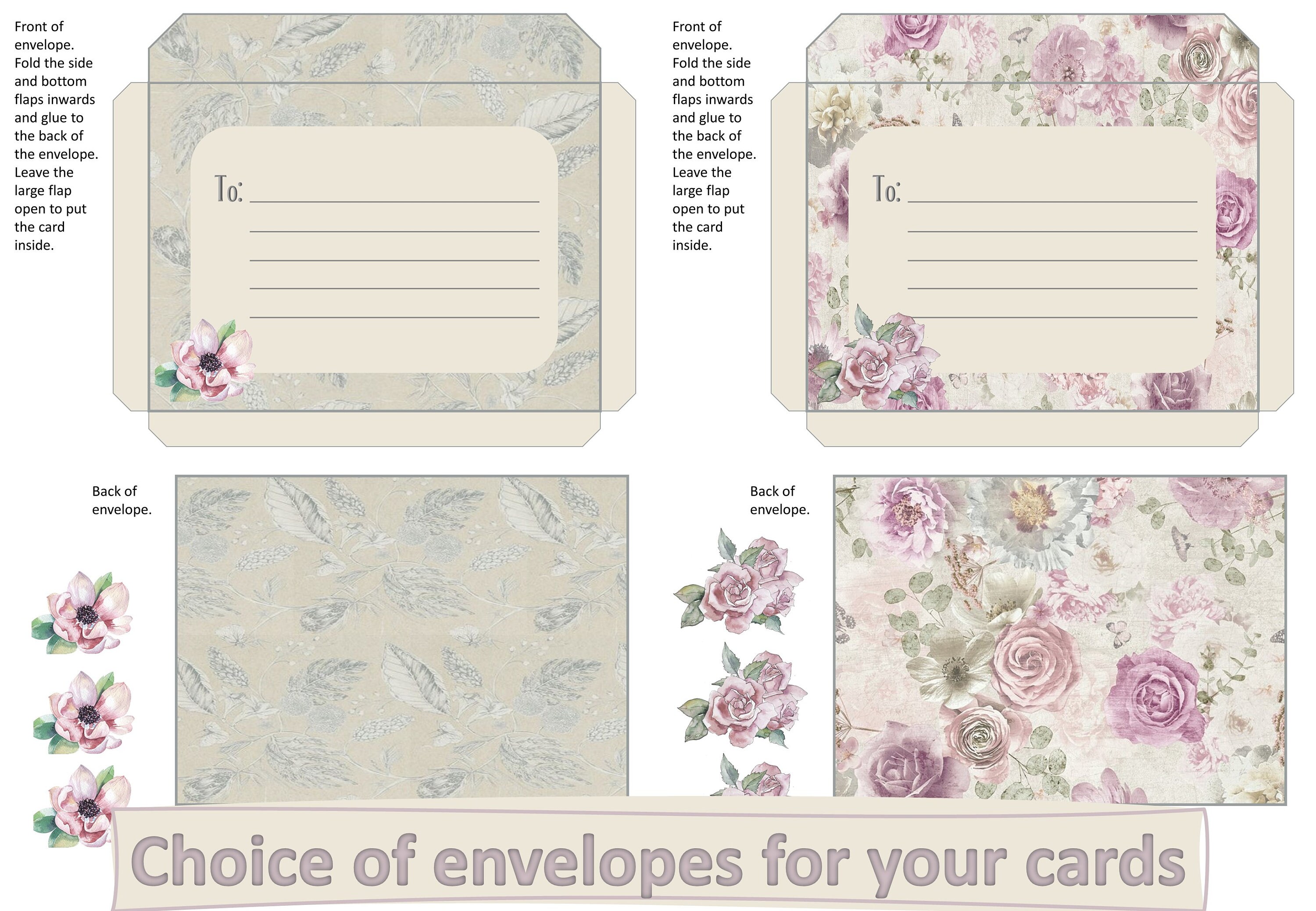 Printable Shabby Chic Card Making Kit Five Cards Decoupage | Etsy