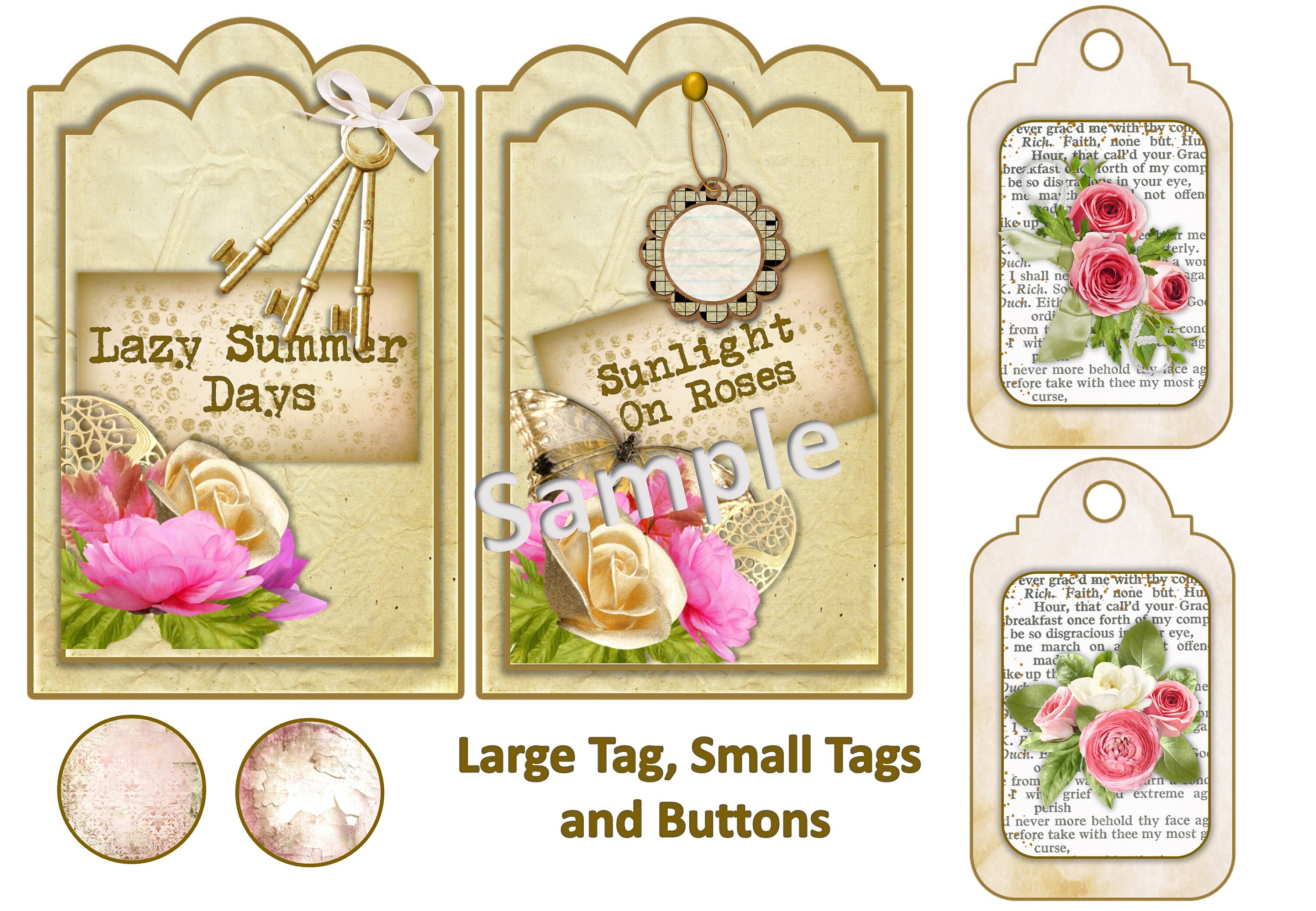 Printable Shabby Chic Ephemera Kit 25 Pieces With Three - Etsy