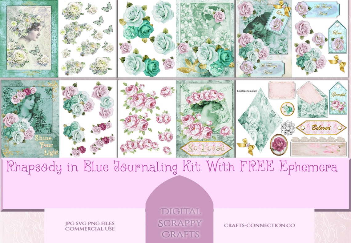 Printable Junk Journal Kit With FREE Ephemera and Decoupage | Etsy UK