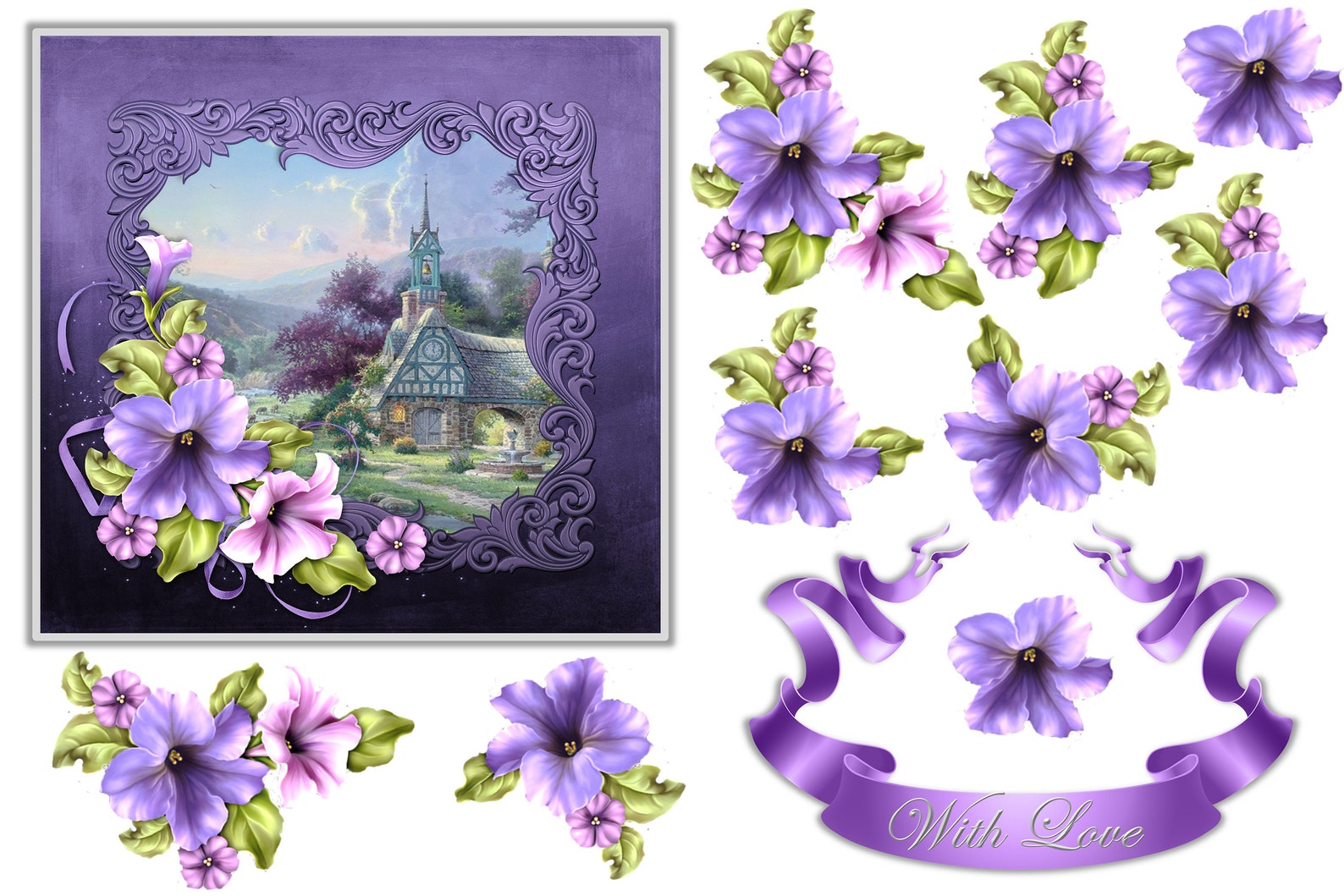 Card Making Decoupage Kit. Printable JPEG and Free Clipart | Etsy