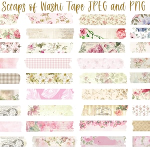 Printable and clipart Washi Tape and Torn Paper JPEG, PDF and PNG Journal Ephemera, Digital Washi Tape. Commercial Use
