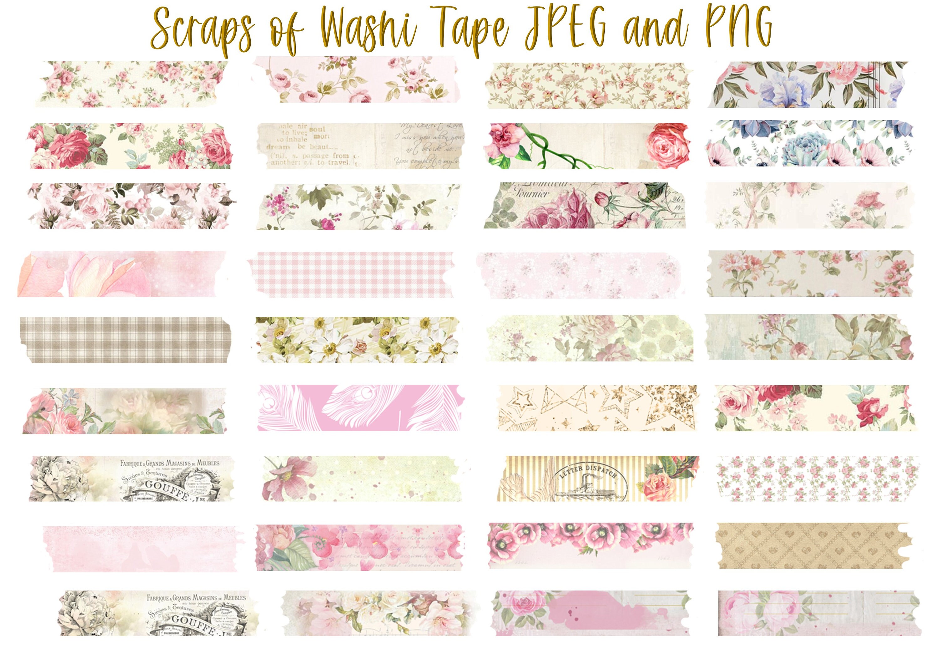Cinta Washi imprimible e clipart y papel roto JPEG PDF y PNG | Etsy