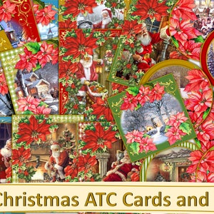 18 druckbare Weihnachten ATC Karten und Tags, Journal Ephemera, Kartenfronten, Geschenkanhänger JPEG, PDF und Png. kommerzielle Nutzung