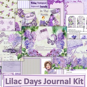 Lilac Days Printable Journal Kit with free ephemera. JPEG and PNG