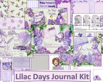 Lilac Days Printable Journal Kit with free ephemera. JPEG and PNG